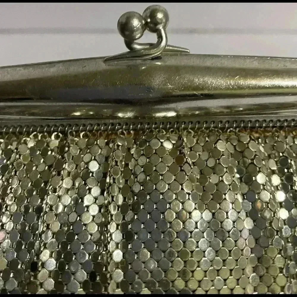 Whiting & Davis silver sequins evening bag